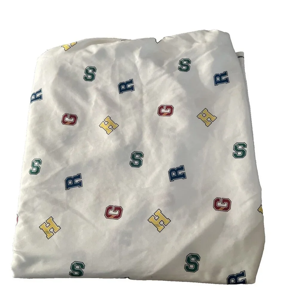 Harry Potter Twin FLAT SHEET Wizarding World Hogwarts White